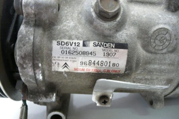 Kompresor klime Sanden SD6V12 1907 Citroën Peugeot 9684480180 6453XP - Slika 2
